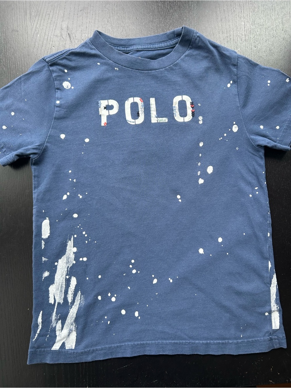 Polo by Ralph Lauren Navy Tee with White Paint-Splatter Logo